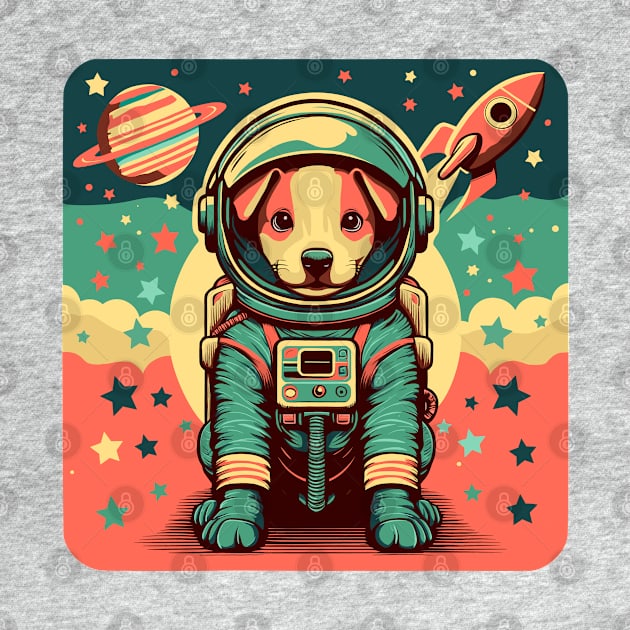 Retro Futurism Patriotic Astronaut Dog by Ghost on Toast